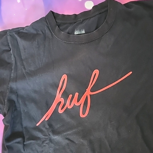 Mens Vintage Huf size lg black tee 100% cotton - Picture 2 of 5